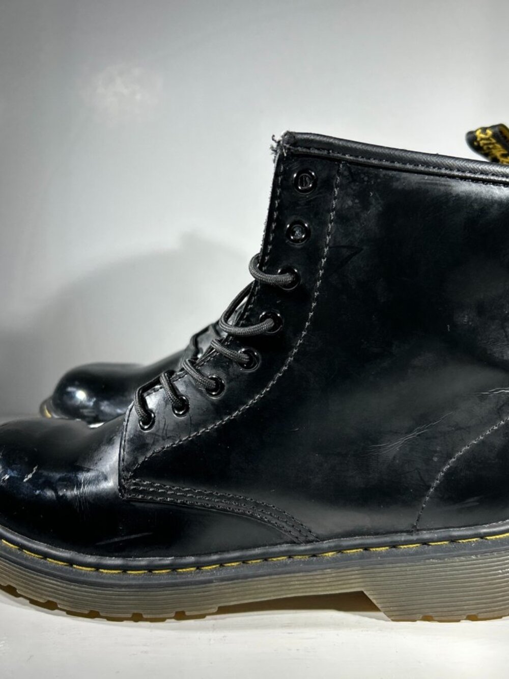 Dr Martens Delaney Boots Womens Size 5 Black Shoes Side Zip Faux Leather Lace Up